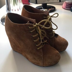 Jeffrey Campbell suede bootie wedges